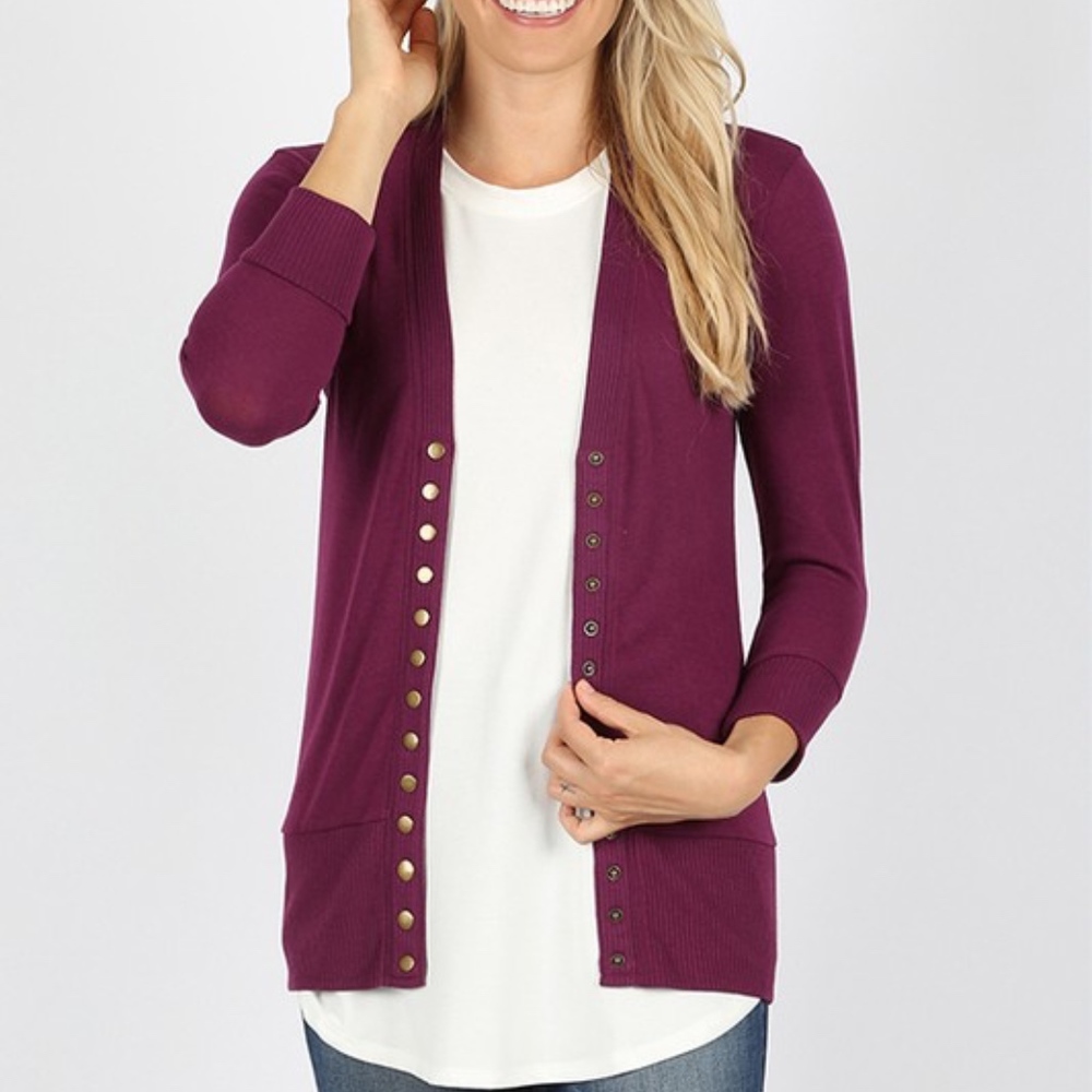 Softest MUST HAVE Cardigan - PLUM - Picture 3 of 3